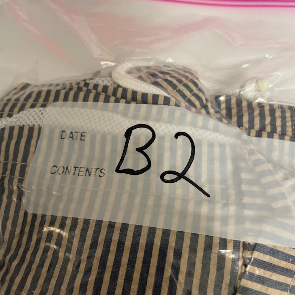 J. By J. CREW Swim Trunks Men's 36 Seer Sucker Built-in Lining Blue White Preppy